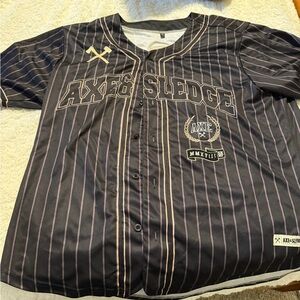 AXE&SLEDGE BASEBALL JERSEY, limited release, Black Pinstripe Short Sleeve